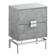 Monarch Specialties Accent Table - 24"H / Grey Cement / Chrome Metal I 3491